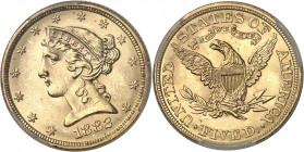 République fédérale des États-Unis d’Amérique (1776-à nos jours). 5 dollars Liberty 1882, Philadelphie.
PCGS MS63 (41352472).
Av. Dans une bordure d...