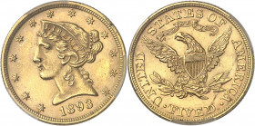 République fédérale des États-Unis d’Amérique (1776-à nos jours). 5 dollars Liberty 1893, Philadelphie.
PCGS MS64 (41821377).
Av. Dans une bordure d...