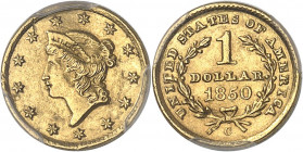 République fédérale des États-Unis d’Amérique (1776-à nos jours). 1 dollar Liberty 1850, C, Charlotte.
PCGS Genuine Damage-AU Detail (41821041).
Av....