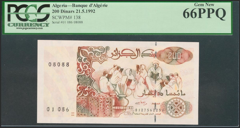 ALGERIA. 200 Dinars. 21 May 1992. (Pick: 138). PCGS66PPQ. Todas las imágenes dis...