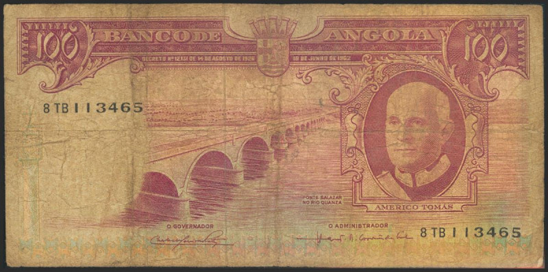 ANGOLA. 100 Escudos. 1962. Banco de Angola. (Pick: 94). Very Good. Todas las imá...