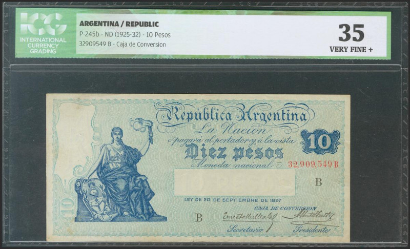 ARGENTINA. 10 Pesos. (1925ca). Serie B. (Pick: 245b). ICG35. Todas las imágenes ...