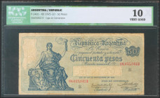 ARGENTINA. 50 Pesos. (1925ca). Serie B. (Pick: 246b). ICG10. Todas las imágenes disponibles en la página web de Ibercoin