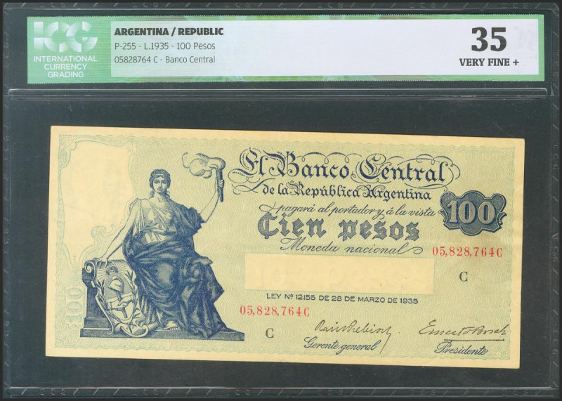ARGENTINA. 100 Pesos. 1935. Serie C. (Pick: 255). ICG35. Todas las imágenes disp...