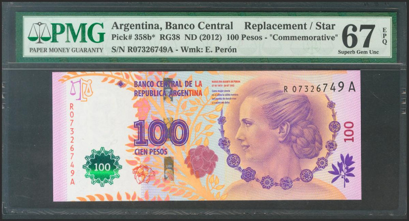 ARGENTINA. 100 Pesos. (2012ca). Serie R-A. Commemorative. (Pick: 358b*). PMG67EP...
