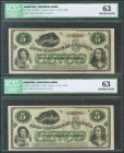 ARGENTINA. 5 Pesos Fuertes. 2 January 1869. Correlative couple. (Pick: s1792). ICG63. Todas las imágenes disponibles en la página web de Ibercoin
