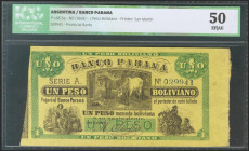 ARGENTINA. 1 Peso Boliviano. (1868ca). Serie A. (Pick: s1815a). ICG50. Todas las imágenes disponibles en la página web de Ibercoin