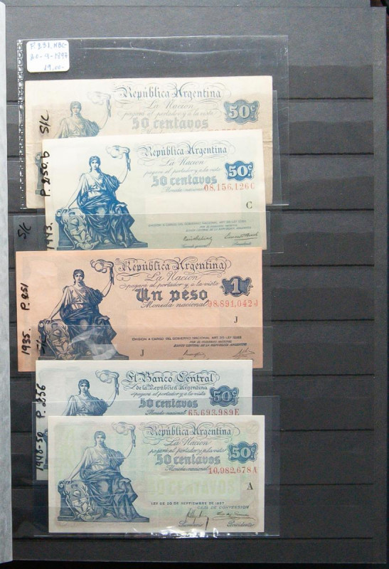 ARGENTINA. Interesting set of 105 banknotes, from 1897 to 1998. Mixed qualities....