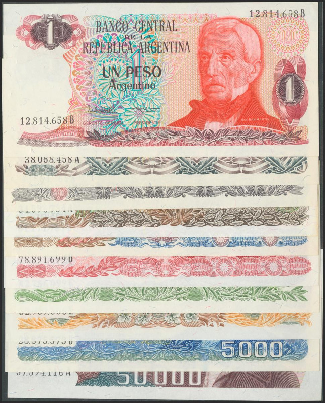 ARGENTINA. Set of 10 banknotes with General San Martín, different values and yea...