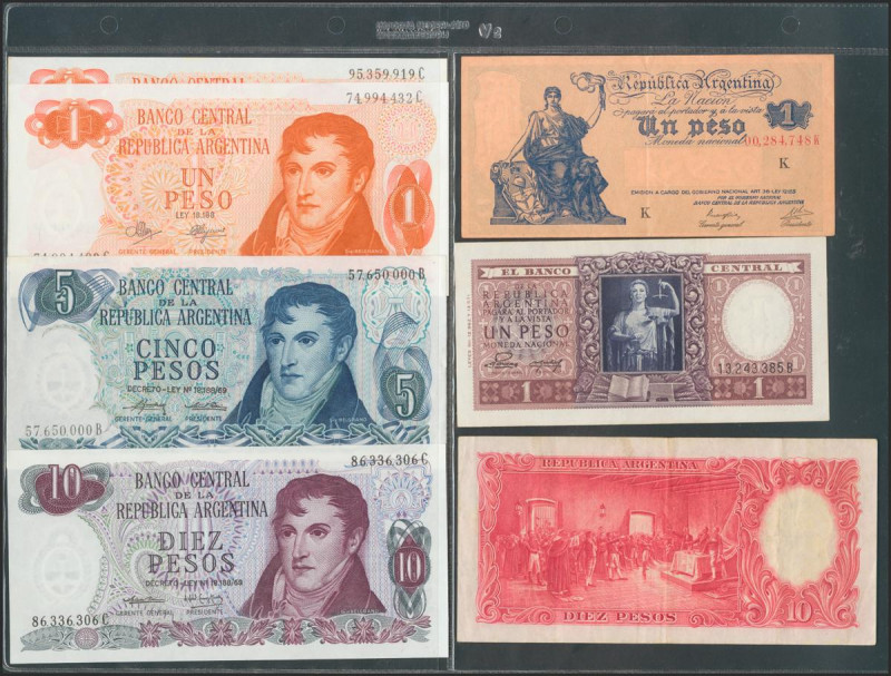 ARGENTINA. Set of 7 banknotes, different values and years. Very Fine to Uncircul...