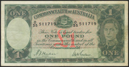 AUSTRALIA. 1 Pound. 1938-1941. Signatures: Sheehan and McFarlane. Green signatures. (Pick: 26a). Dirty on back. About Very Fine. Todas las imágenes di...