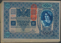 AUSTRIA. Set of 12 banknotes: 1000 Kronen (10), 10000 Kronen (2). 1902 (1919), 1918 (1919). (Pick: 59, 60, 62a). In some banknotes, margins have been ...