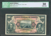BOLIVIA. 100 Bolivianos. 1928. Serie F. (Pick: 125a). ICG30. Todas las imágenes disponibles en la página web de Ibercoin
