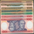 BRAZIL. Set of 7 banknotes: 100 Cruzeiros (2), 200 Cruzeiros, 500 Cruzeiros, 1000 Cruzeiros (2) and 5000 Cruzeiros. 1981-1986. (Pick: 198b, 199b, 200a...