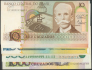 BRAZIL. Set of 12 banknotes: 10 Cruzados, 50 Cruzados (3), 100 Cruzados (4), 500 Cruzados (3) and 1000 Cruzados. 1986-1988. (Pick: 209b, 210a, 211c, 2...