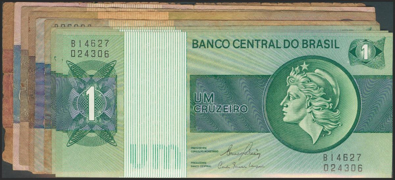 BRAZIL. Set of 9 banknotes: 1, 5, 10, 50, 100 Cruzeiros. 1970-1981. Banco Centra...