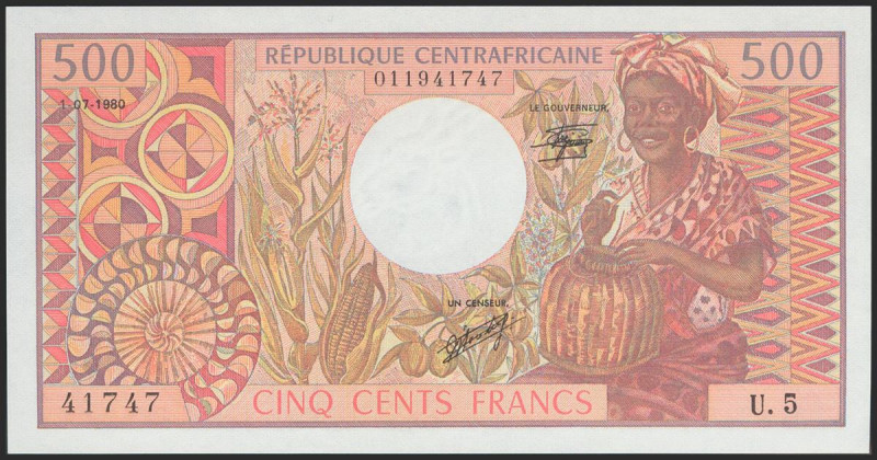 CENTRAL AFRICAN STATES. 500 Francs. 1980. (Pick: 9). Rare. Uncirculated. Todas l...