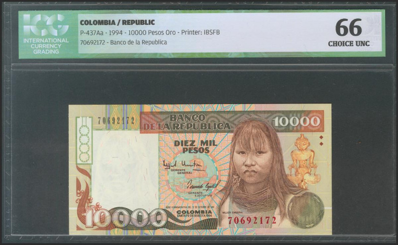 COLOMBIA. 10000 Pesos Oro. 1994. Commemorative. (Pick: 437Aa). ICG66. Todas las ...