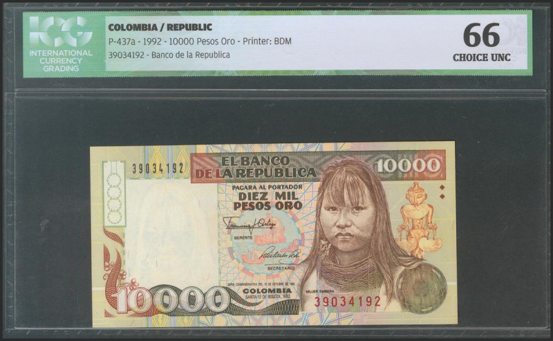 COLOMBIA. 10000 Pesos Oro. 1992. (Pick: 437Aa). ICG66. Todas las imágenes dispon...