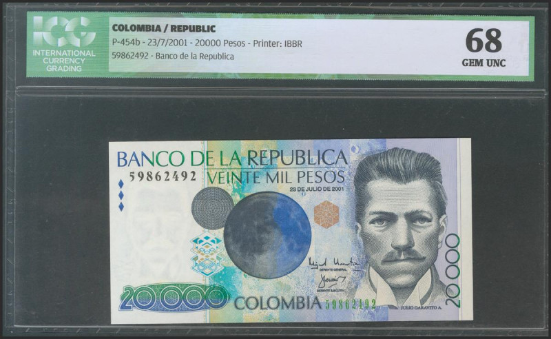 COLOMBIA. 20000 Pesos. 23 July 2001. (Pick: 454b). ICG68. Todas las imágenes dis...