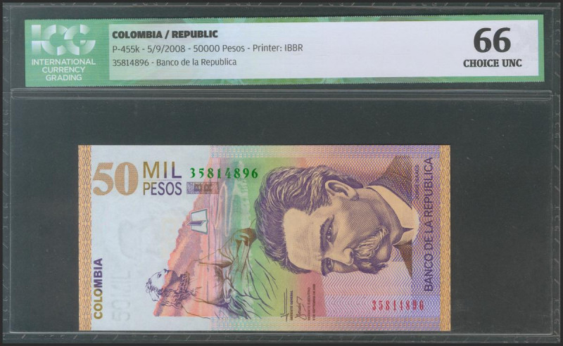 COLOMBIA. 50000 Pesos. 5 September 2008. (Pick: 455k). ICG66. Todas las imágenes...