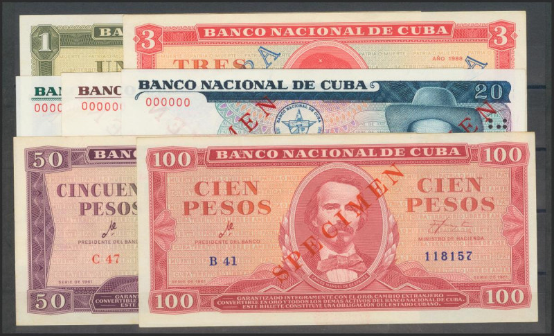 CUBA. Set of 7 banknotes of 1 Peso, 3 Pesos, 5 Pesos, 10 Pesos, 20 Pesos, 50 Pes...