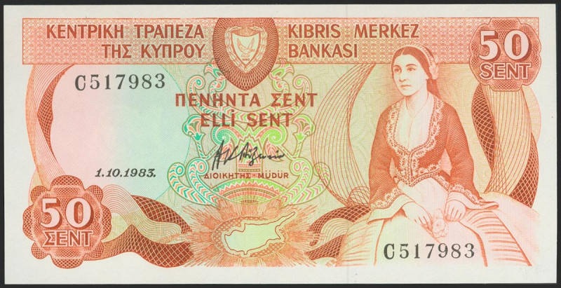 CYPRUS. 50 Cents. 1 October 1983. (Pick: 49a). Uncirculated. Todas las imágenes ...