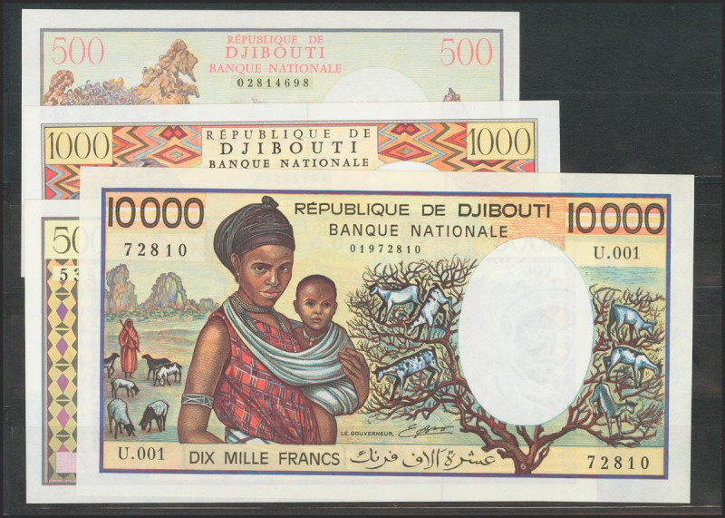 DJIBOUTI. 500 Francs, 1000 Francs, 5000 Francs and 10000 Francs. (1979ca). (Pick...