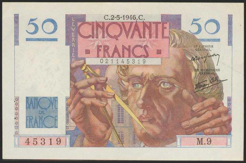 FRANCE. 50 Francs. 1946. (Pick: 127a). Two pinholes. Extremely Fine. Todas las i...