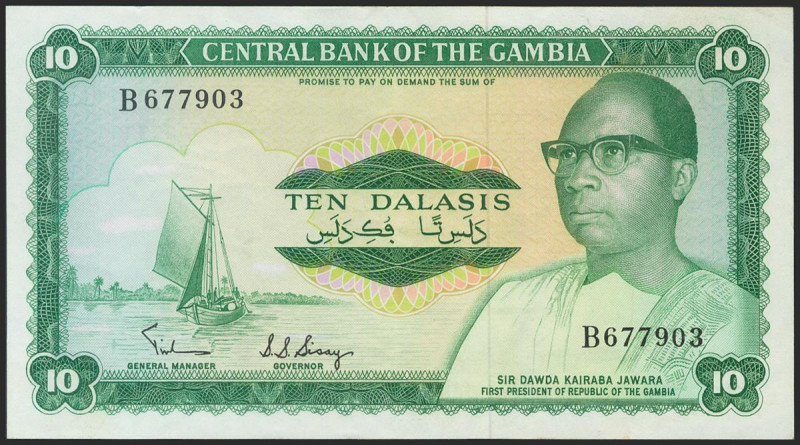 GAMBIA. 10 Dalasis. 1972-1986. (Pick: 6a). About Extremely Fine. Todas las imáge...