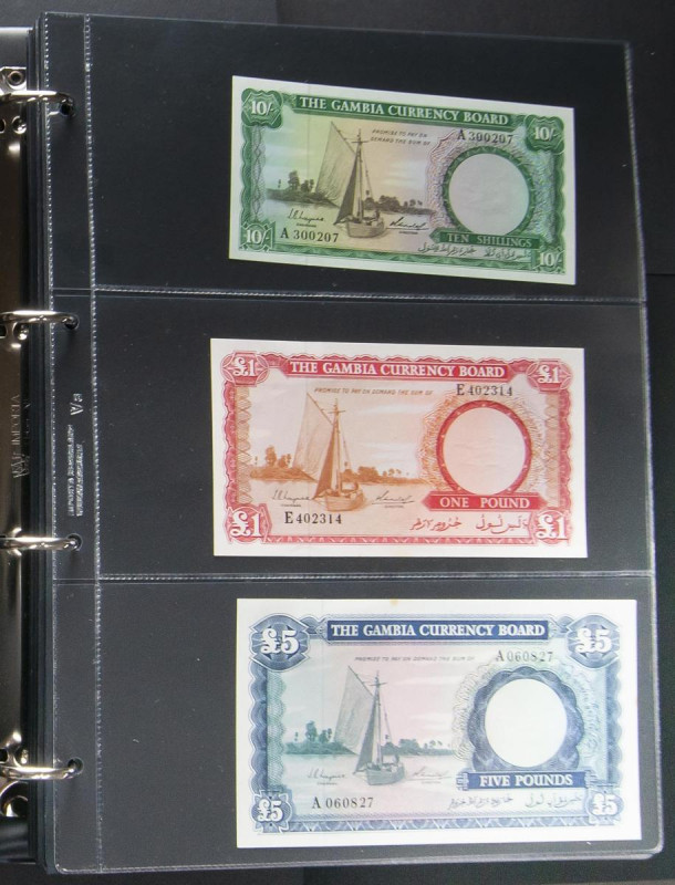 GAMBIA. Great set of 76 banknotes, includes an amazing series of Pick 1-3 and 4-...