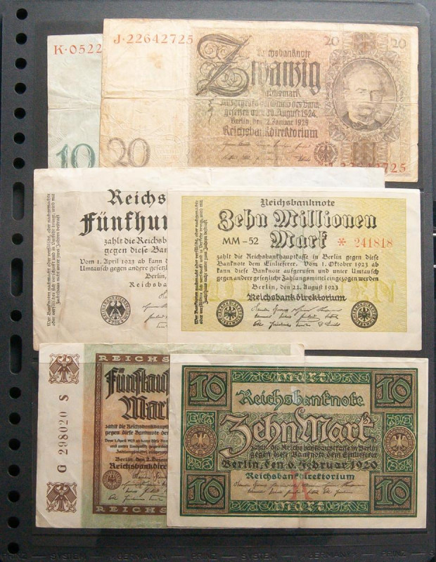 GERMANY. Set of 23 banknotes, different values and years. Circulated, typically ...