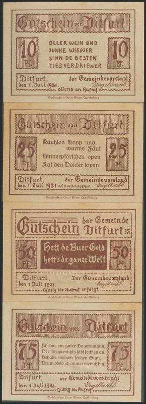 GERMANY. NOTGELD (DITFURT). Complete set of 4 banknotes: 10 Pfennig, 25 Pfennig,...