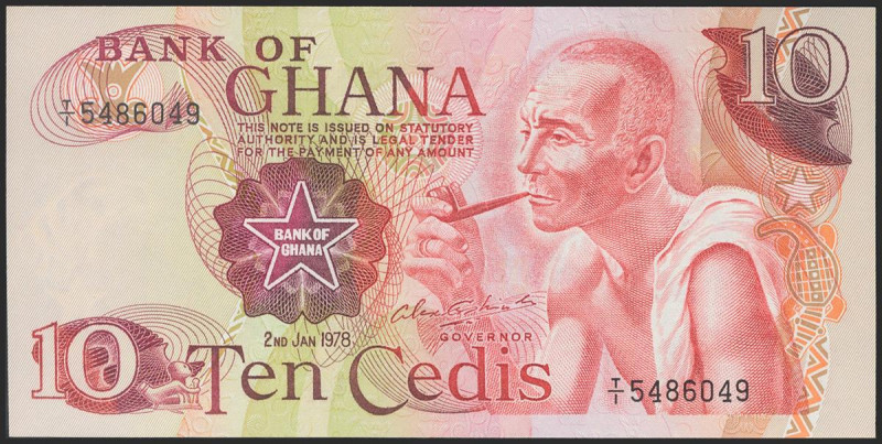 GHANA. 10 Cedis. 1978. (Pick: 16f). Uncirculated. Todas las imágenes disponibles...