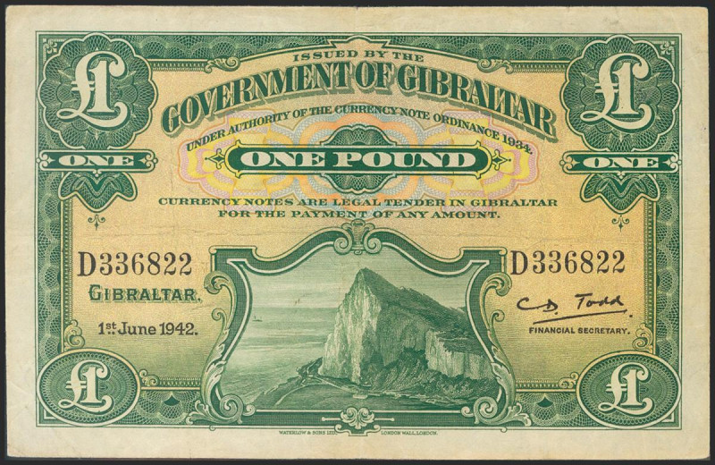 GIBRALTAR. 1 Pound. 1942. (Pick: 15b). Pressed. Very Fine. Todas las imágenes di...