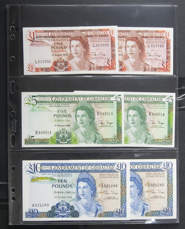 GIBRALTAR. Interesting set of 8 banknotes. Uncirculated. TO EXAM. Todas las imág...