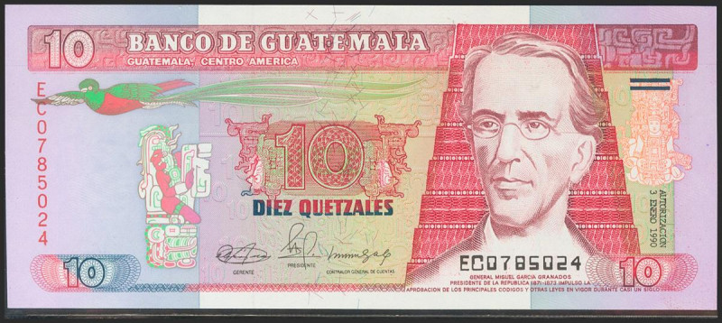 GUATEMALA. 10 Quetzales. 1990. (Pick: 75b). Uncirculated. Todas las imágenes dis...