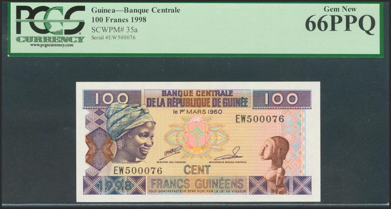 GUINEA. 100 Francs. 1998. (Pick: 35a). PCGS66PPQ. Todas las imágenes disponibles...