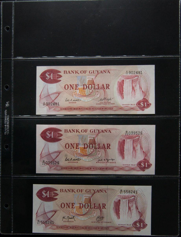 GUYANA. Nice set of 28 banknotes. Uncirculated to About Uncirculated. TO EXAM. T...