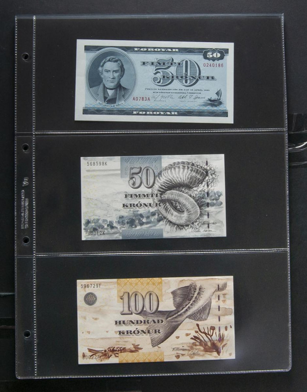 ICELAND AND FAEROE ISLANDS. Interesting set of 14 banknotes. Uncirculated. TO EX...