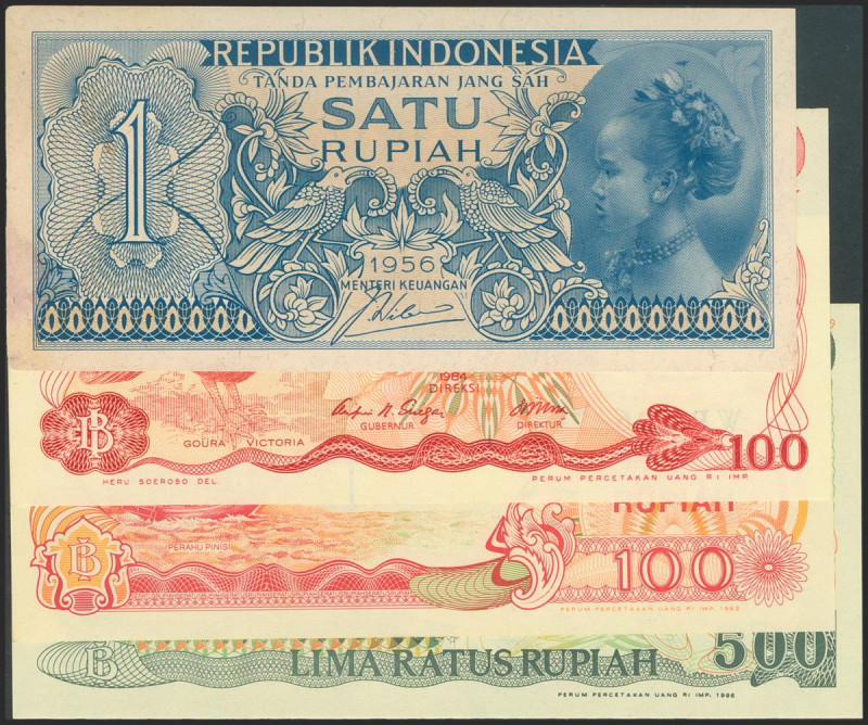 INDONESIA. Set of 6 banknotes: 1 Sen, 5 Sen, 10 Sen, 25 Sen, 50 Sen and 1 Rupiah...