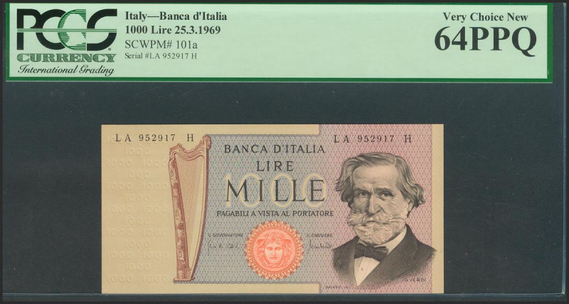 ITALY. 1000 Lire. 1969. (Pick: 101a). PCGS64PPQ. Todas las imágenes disponibles ...