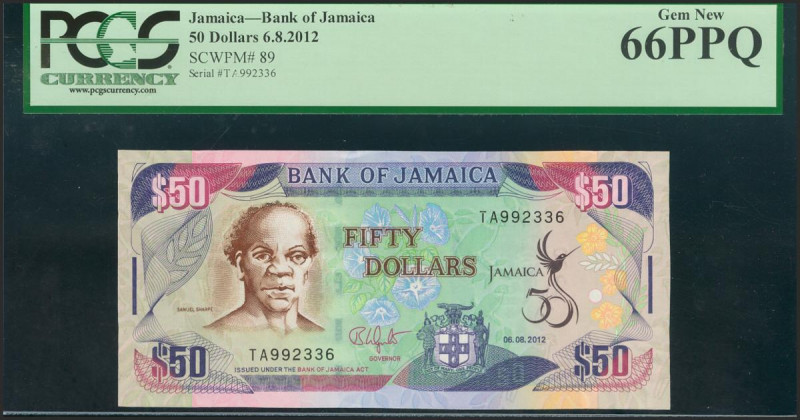 JAMAICA. 50 Dollars. 2012. (Pick: 89). PCGS66PPQ. Todas las imágenes disponibles...