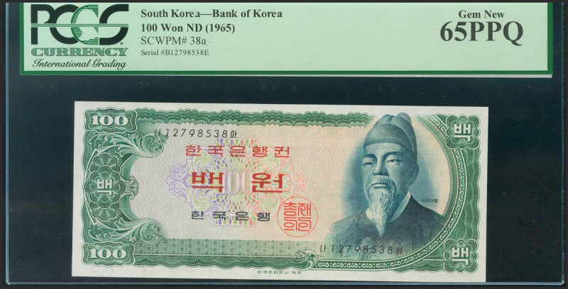 KOREA, SOUTH. 100 Won. 1965. (Pick: 38a). PCGS65PPQ. Todas las imágenes disponib...