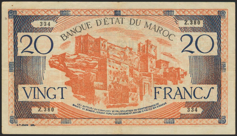 MOROCCO. 20 Francs. 1943. (Pick: 39). Very Fine. Todas las imágenes disponibles ...