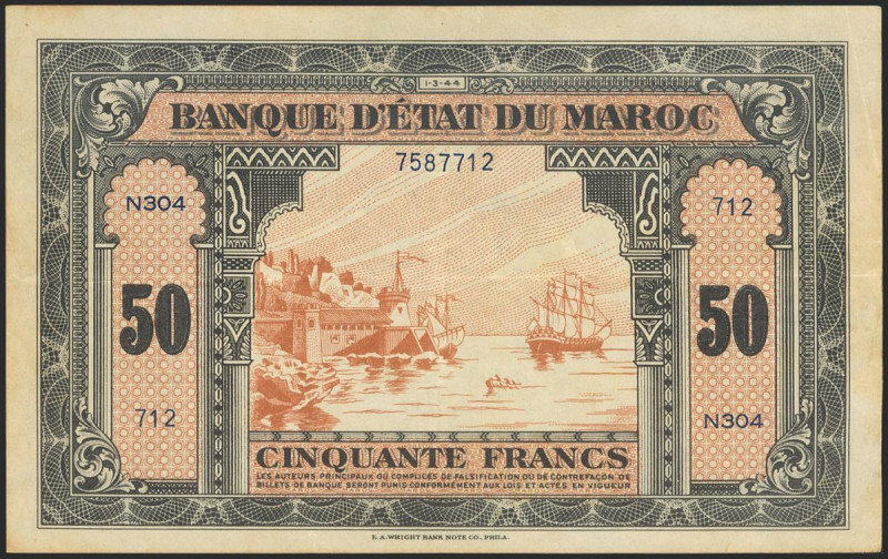 MOROCCO. 50 Francs. 1943. (Pick: 40). Very Fine. Todas las imágenes disponibles ...