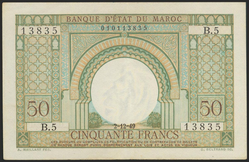 MOROCCO. 50 Francs. 1949. (Pick: 44). Extremely Fine. Todas las imágenes disponi...