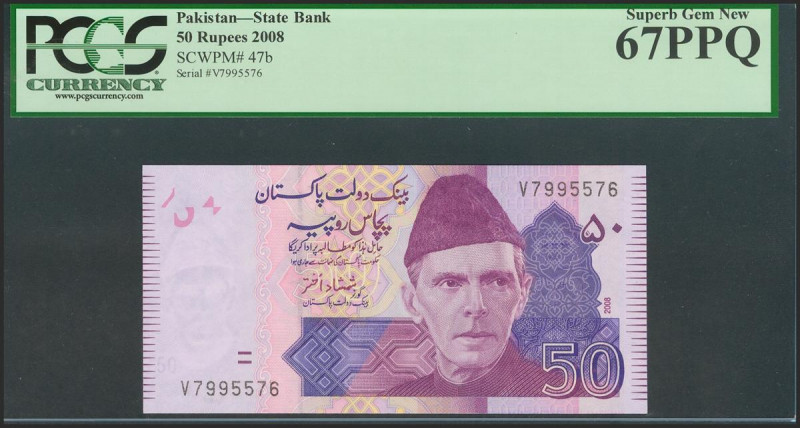 PAKISTAN. 50 Rupee. 2008. (Pick: 47b). PCGS67PPQ. Todas las imágenes disponibles...