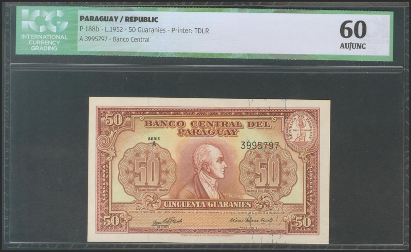 PARAGUAY. 50 Guaranies. 1952. Serie A. (Pick: 188b). ICG60. Todas las imágenes d...