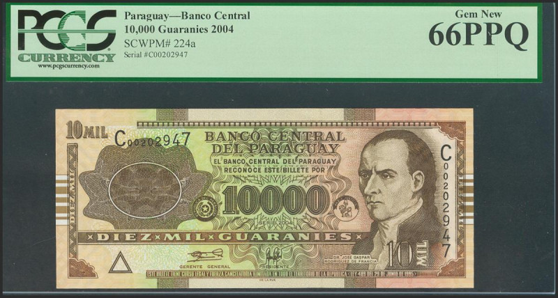 PARAGUAY. 10000 Guaranies. 2004. (Pick: 224a). PCGS66PPQ. Todas las imágenes dis...